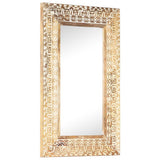 Hand-Carved Mirror 80x50x2.6 cm Solid Mango Wood 321645