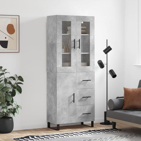 Highboard Concrete Grey 69.5x34x180 cm Engineered Wood 3198493