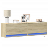 TV Wall Cabinet with LED Lights Sonoma Oak 140x31x38 cm 852371