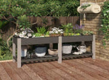 Garden Raised Bed with Shelf Grey 175x50x75 cm WPC 362572