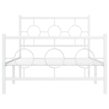 Metal Bed Frame without Mattress with Footboard White 100x200cm 376288