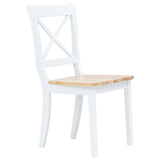 Dining Chairs 4 pcs White and Light Wood Solid Rubber Wood 247359