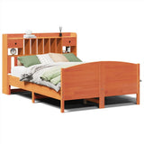 Bookcase Bed without Mattress Wax Brown 150x200 cm King Size Solid Wood Pine 3323142