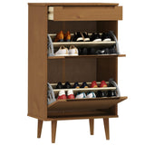 Shoe Cabinet MOLDE Brown 59.5x35x103 cm Solid Wood Pine 4013411