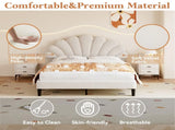 4ft6 Double Upholstered Velvet Bed, with Adjustable Chic Petal Headboard, Velvet Platform Bed N652P169590