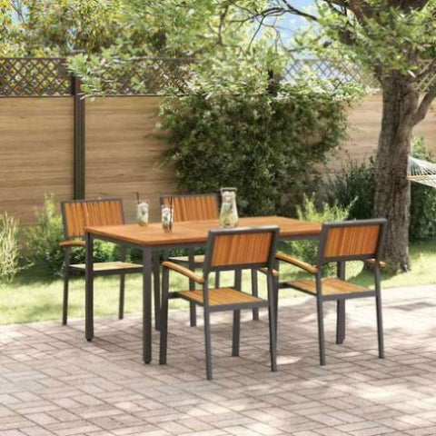 Garden Dining Set 5 pcs Black and brown 150 x 90 x 75 cm 3284415