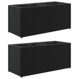 Garden Planters with 2 Pots 2 pcs Black 72x30x32 cm Poly Rattan 3210528