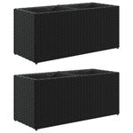 ZNTS Garden Planters with 2 Pots 2 pcs Black 72x30x32 cm Poly Rattan 3210528