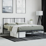 Metal Bed Frame without Mattress with Headboard Black 140x200cm 352481
