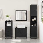 ZNTS 2 Piece Bathroom Furniture Set Black Engineered Wood 3300885