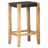 Bar Stools 2 pcs Black Real Leather 75 cm 321835