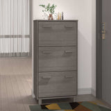 Shoe Cabinet "HAMAR" Light Grey 59,5x35x117 cm Solid Wood Pine 340515