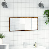 LED Bathroom Mirror Smoked Oak 100x8.5x37 cm Engineered Wood 856272