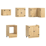 Cabinet with Drawer SKI 10 pcs Honey Brown Solid Pine Wood 3392647