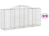 Arched Gabion Baskets 9 pcs 200x50x120/140 cm Galvanised Iron 3146348