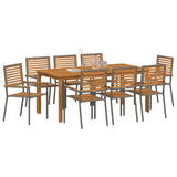 Garden Dining Set 9 pcs Grey Solid Acacia Wood 3365545