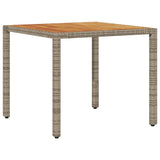 Garden Table with Acacia Wood Top Grey 90x90x75 cm Poly Rattan 365530