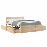 Bed with Drawers and Mattress 120x190 cm Small Double Solid Wood Pine 3281916