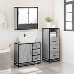 ZNTS 3 Piece Bathroom Furniture Set Grey Sonoma Engineered Wood 3301048