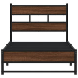 Metal Bed Frame without Mattress Brown Oak 100x200 cm 4017321