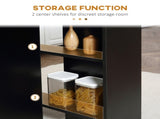 Foldable Dining Table, Extendable Drop Leaf Table with 2-tier Shelves, Small Dinner Table with T3398P344830