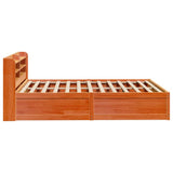 Bed Frame with Headboard Wax Brown 150x200 cm King Size Solid Wood Pine 3307082