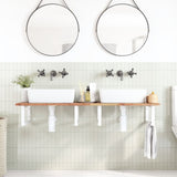 Basin Shelf Wall Mounted Steel and Solid Wood Acacia 3302844