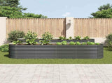45521 Garden Raised Bed 400x80x81 cm Galvanised Steel Grey