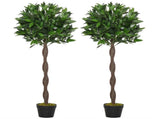 Artificial Bay Laurel Topiary Trees w/ Pot Fake, Set Of 2 120cm/4FT Indoor Greenery Plant Home T3398P344457