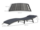 Rattan Folding Sun Lounger Outdoor Chair with Cushion and Pillow Grey T3398P325174