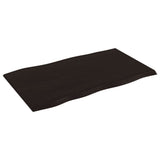 Table Top Dark Brown 100x60x2 cm Treated Solid Wood Oak Live Edge 364019