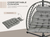 Outdoor PE Rattan Swing Chair with Foldable Basket and Cushion, Garden Patio Hanging Egg Chair with T3398P325254
