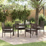 Garden Dining Set with Cushion 5 pcs Brown Poly Rattan 3379872