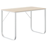Computer Desk White and Oak 110x60x73 cm Engineered Wood 30202