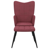 Relaxing Chair with a Stool Wine Red Fabric 327960