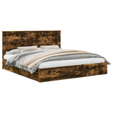 Storage Bed with Drawer Smoked Oak 180 x 200 cm Engineered Wood 3411184