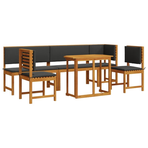 ZNTS 6-Piece Garden Dining Set with Cushions - Solid Acacia Wood 3329118