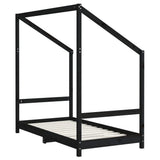 Kids Bed Frame Black 2x cm Solid Wood Pine 3200597