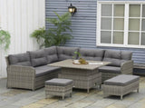 6 Pieces Outdoor PE Rattan Garden Furniture, Patio Wicker Sectional Conversation Corner Sofa w/ Soft T3398P317813