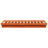LED Bed Frame without Mattress Wax Brown 150x200 cm King Size Solid Wood 844415