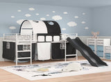 Kids'Loft Bed Frame White and Black 80 x 200 cm Metal 42020851