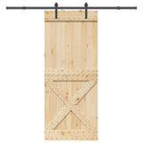 Sliding Door with Hardware Set 95x210 cm Solid Wood Pine 3332758