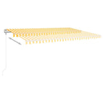 ZNTS Manual Retractable Awning with Posts 5x3 m Yellow and White 3069978