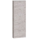 Shoe Cabinet Concrete Grey 59x17x169 cm Engineered Wood 342513
