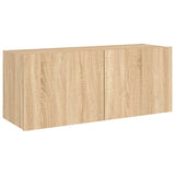 TV Wall Cabinet with LED Lights Sonoma Oak 100x35x41 cm 837325