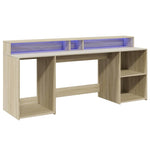 Desk with LED Lights Sonoma Oak 200x55x91 cm Engineered Wood 3309440