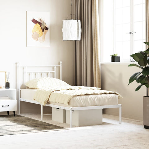 Metal Bed Frame without Mattress with Headboard White 80x200cm 353577