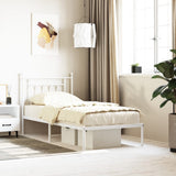 Bed Frame White Powder-Coated Steel Single Bed Frame 353579