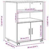 Rolling Cabinet Concrete Grey 60x48x81 cm Engineered Wood 853167
