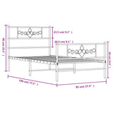 Metal Bed Frame without Mattress with Footboard Black 90x190cm 355277